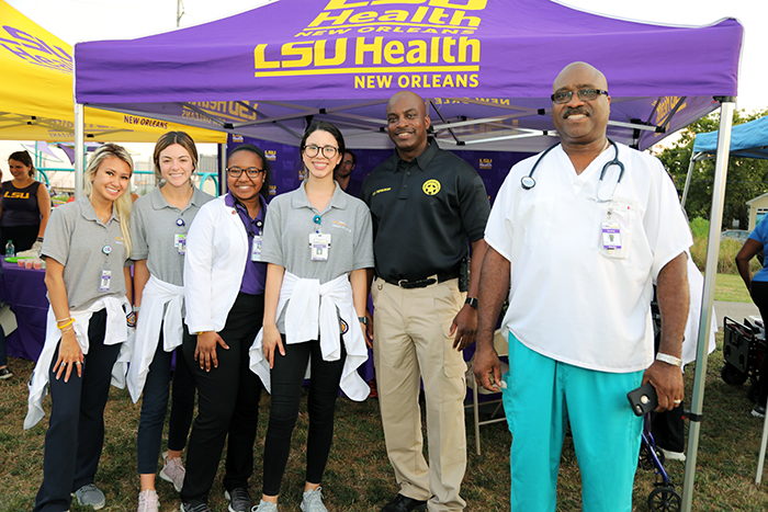 NOPD Superintendent Shaun Ferguson with LSU Health Nursing students and faculty